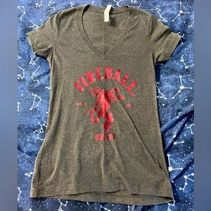 NWOT Bella Canvas Fireball Whiskey V-Neck Tee